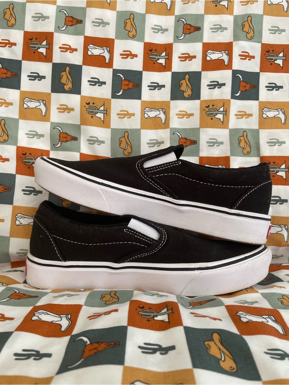 Vans ComfyCUSH Black Slip-On Canvas Sneakers with White Trim - Picture 6 of 10